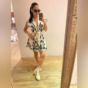Zara Black and White Floral Mini Dress